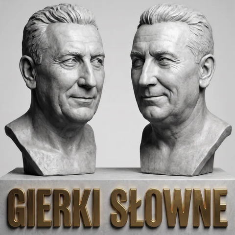 Gierki Słowne — logo z dwoma kamiennymi popiersiami